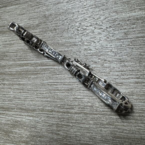 Vintage Silpada 925 Sterling Silver CZ Tennis Bracelet B0764 Cubic Zirconia - Picture 1 of 5